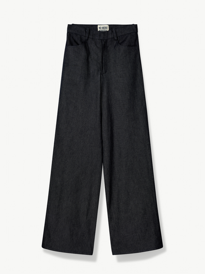 Katherina No More Nobody smart denim wide-leg trousers made from organic cotton, featuring a stylish fit and classic denim design.