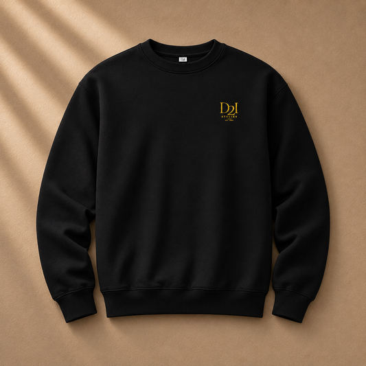 Black D2I Midnight Atelier sweatshirt by Dress 2 Impress Ltd, featuring signature design and comfortable casual fit.