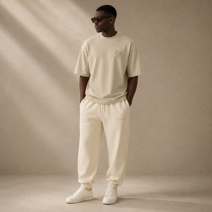 Beige oversized high-neck T-shirt from Dress 2 Impress Ltd's D2I Atelier collection, featuring a relaxed fit and stylish design.
