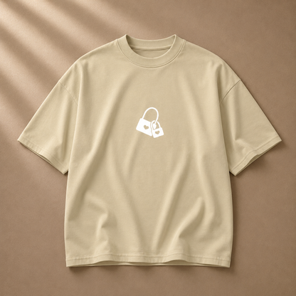 Beige oversized D2I Essential Oversized Tee by Dress 2 Impress Ltd, relaxed fit women's clothing on a white background.