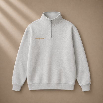 D2I Motion Culture quarter zip sweat shirt in casual clothing style, featuring a zip-up collar and comfortable fit.