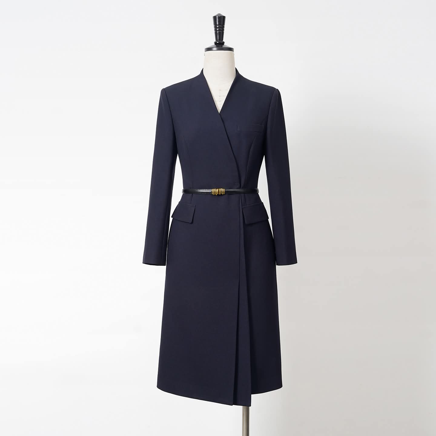 Black wrap dress from EDKAY COLLECTION UK featuring long sleeves and a stylish, elegant design for versatile wear.