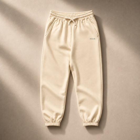 Ivory D2I Washed Fleece Sweatpants by Dress 2 Impress Ltd, showing a comfortable, heavy-weight fleece fabric and relaxed fit.