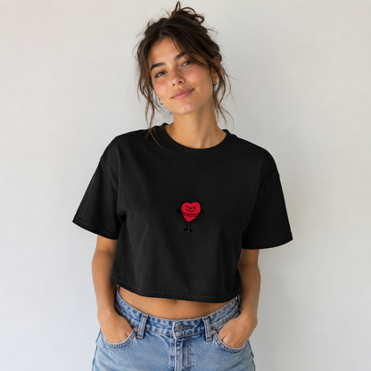 Black women's crop top from Dress 2 Impress Ltd D2I Élevé Crop Tee worn by a model, casual clothing for stylish everyday wear.