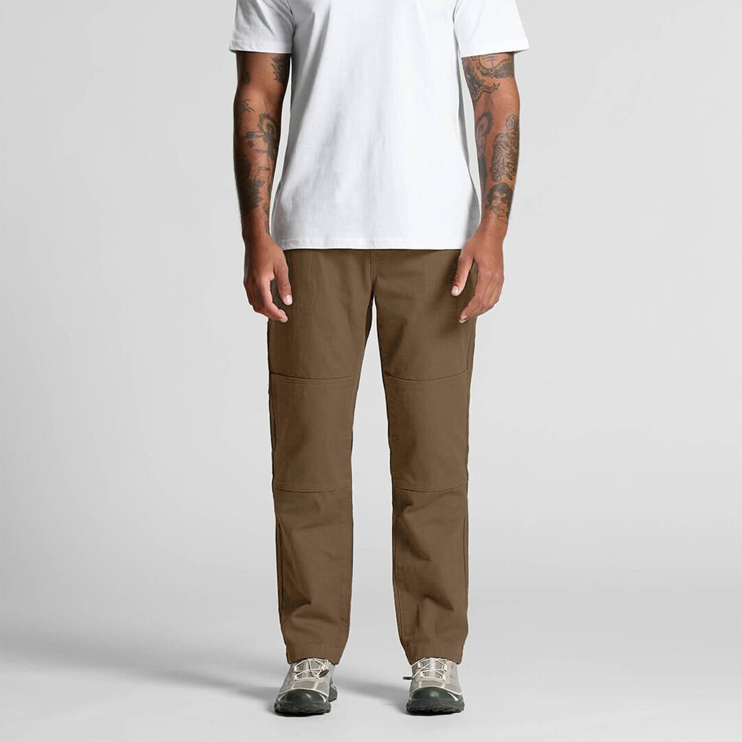 Brown NU-VEL Everyday Trousers shown from the front, featuring a classic fit and tailored design.