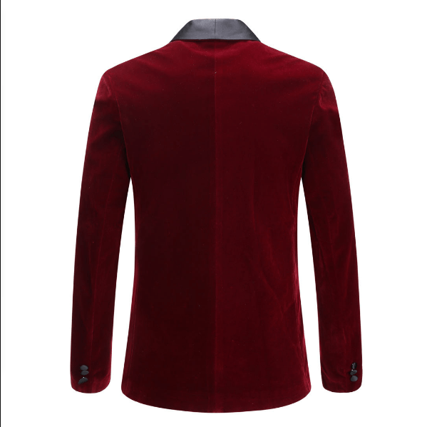 Men's burgundy velvet party suit by EDKAY COLLECTION UK, featuring tailored fit and stylish lapel detail.