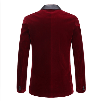 Men's burgundy velvet party suit by EDKAY COLLECTION UK, featuring tailored fit and stylish lapel detail.