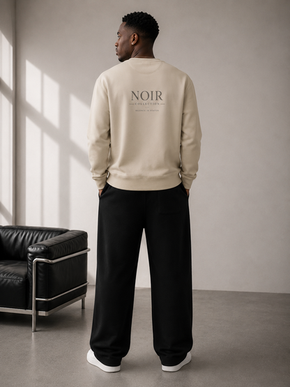 Back view of Dress 2 Impress Ltd D2I Noir Essential Sweatshirt in Desert Dust, unisex casual clothing with a relaxed fit.