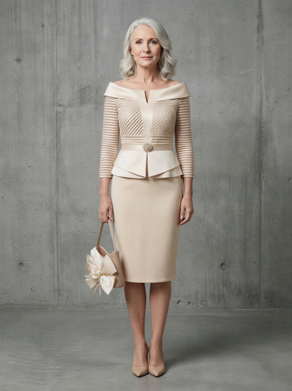 Elegant mother of the bride skirt suit by EDKAY COLLECTION UK, featuring a tailored blazer and matching skirt in sophisticated fabric.