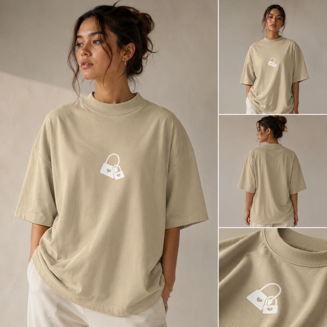 Light stone D2I Essential Oversized T-shirt for women, casual oversized clothing by Dress 2 Impress Ltd.